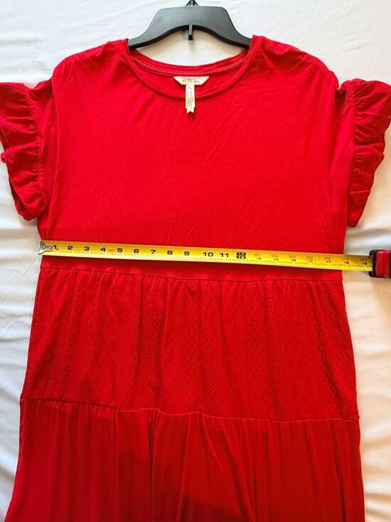Matilda Jane Bellewood Knit and Eyelet Tiered Ruffle Dress in Red Size S Mommy a - Picture 3 of 5